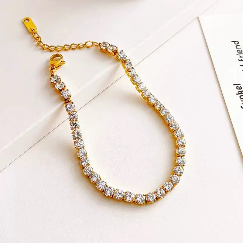 Stainless steel Shining Stone 6 months color granted bracelet